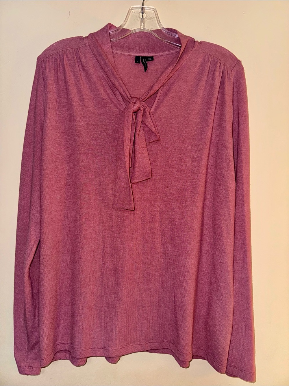 NWOT - Vero Moda Dusty Rose Tie-Neck Long Sleeve Jersey texture Blouse L